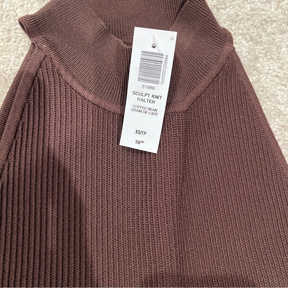 Aritzia Sculpt Knit Halter Sweater in Coffee Bean